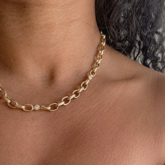 Diamond Oak Chain Necklace