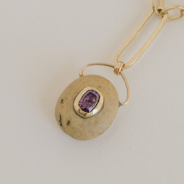 Sand California Rock with 3ct Purple Sapphire